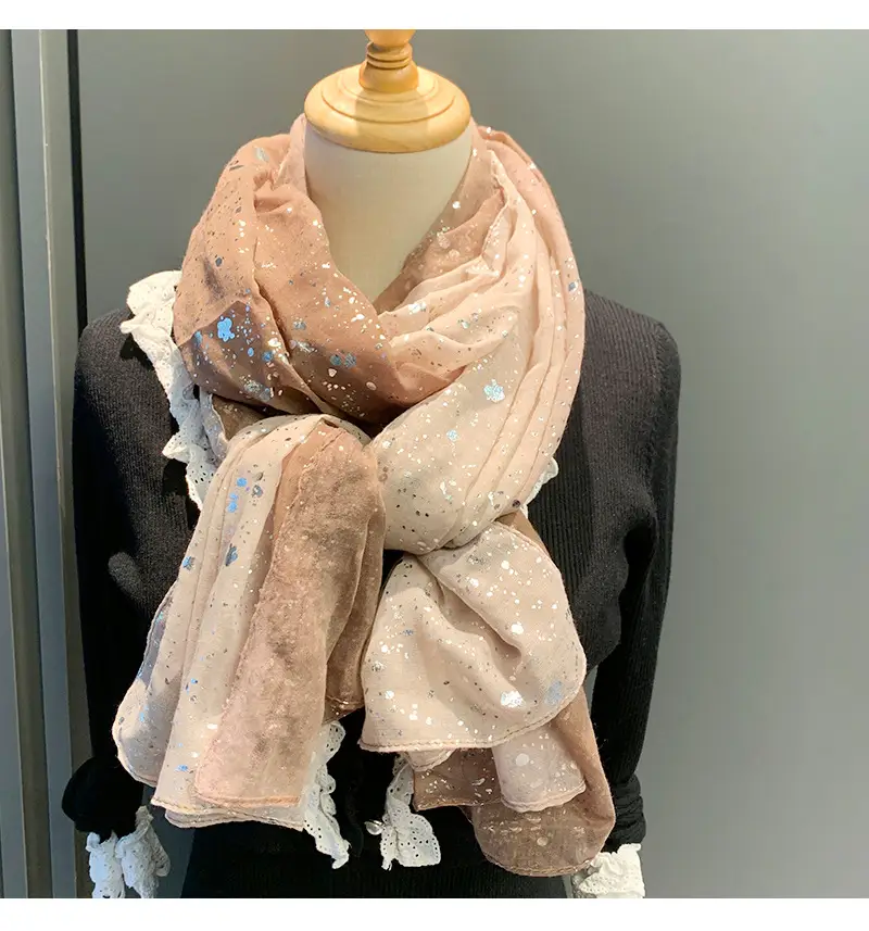 Export Gold Embellished Silk Scarf for Women — feature 4