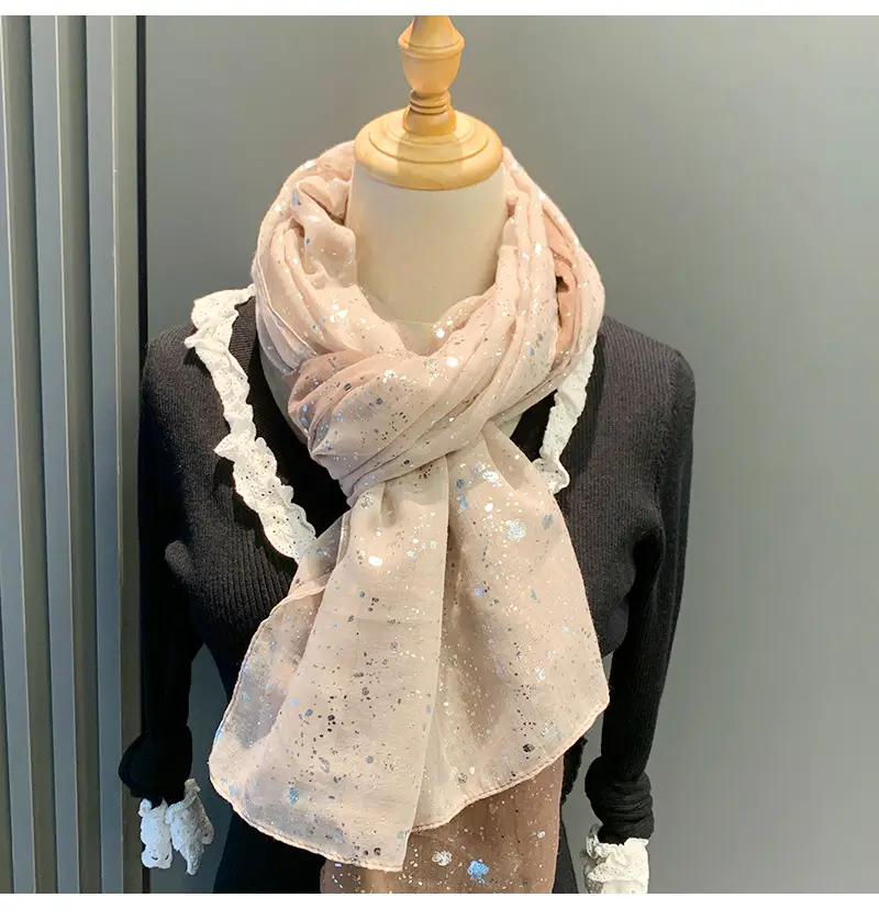 Export Gold Embellished Silk Scarf for Women — feature 5