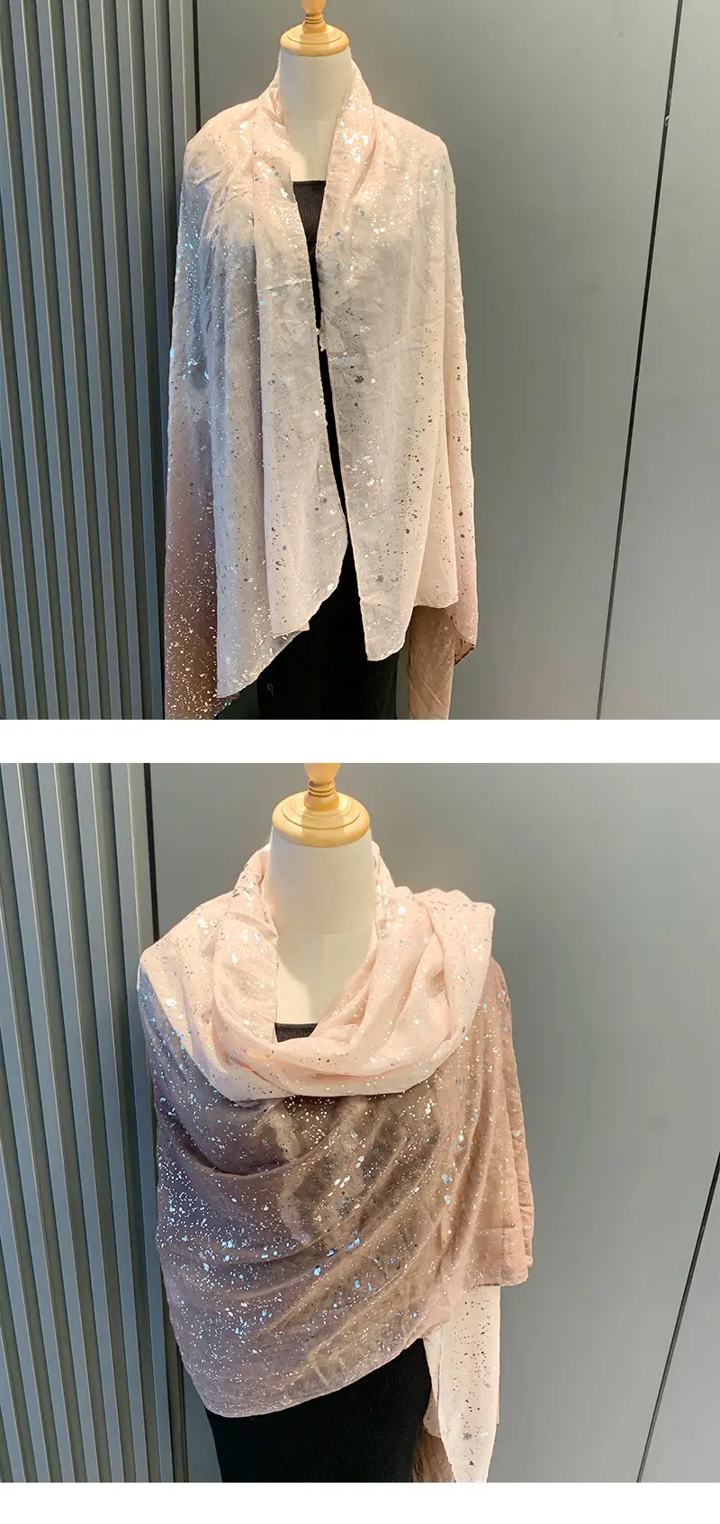 Export Gold Embellished Silk Scarf for Women — feature 7