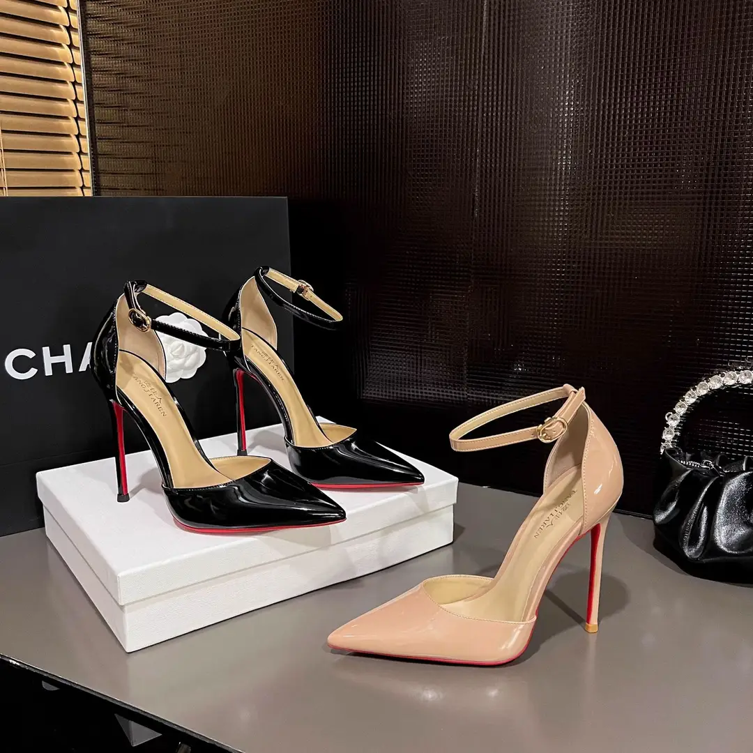 2026 Spring/Summer New Style Sexy Hollow-Out One-Strap Buckle Elegant Nude Red Sole High Heels Women's Thin Heel Pointed Toe Shoes — feature 19