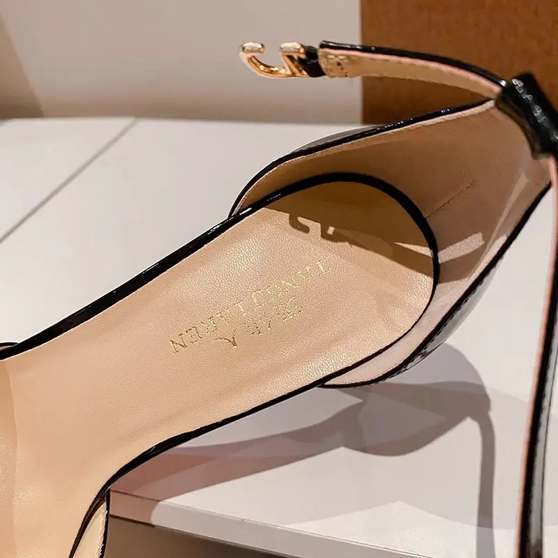 2026 Spring/Summer New Style Sexy Hollow-Out One-Strap Buckle Elegant Nude Red Sole High Heels Women's Thin Heel Pointed Toe Shoes — feature 7