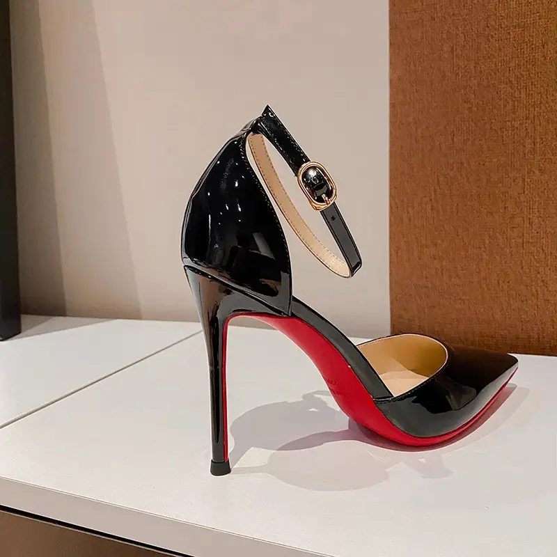 2026 Spring/Summer New Style Sexy Hollow-Out One-Strap Buckle Elegant Nude Red Sole High Heels Women's Thin Heel Pointed Toe Shoes — feature 8