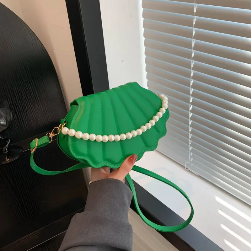 Pearl Chain Shell Bag for Women Black 2023 - Image 6