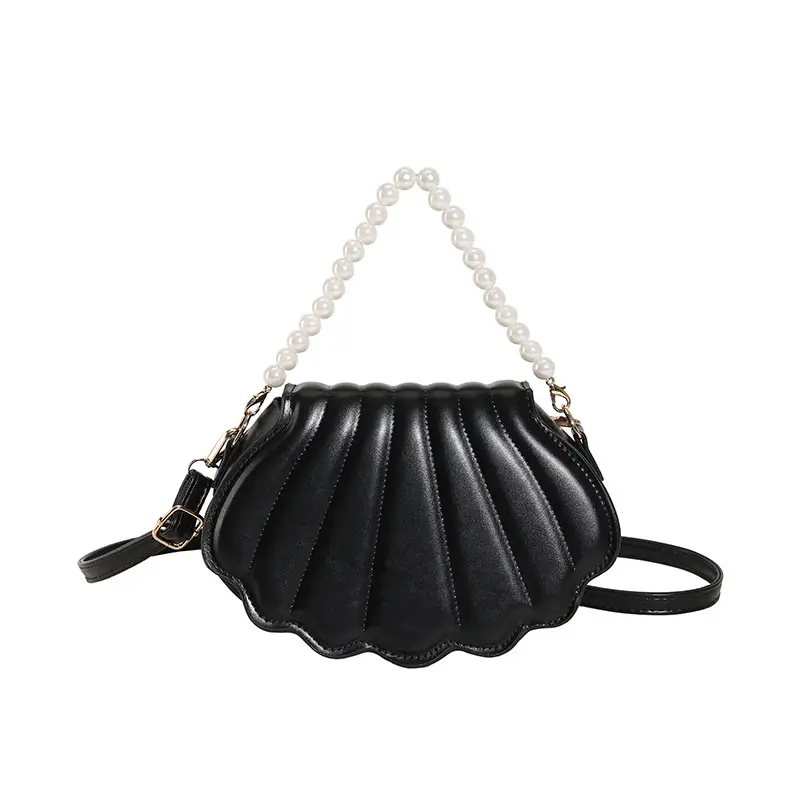 Pearl Chain Shell Bag for Women Black 2023 — feature 7