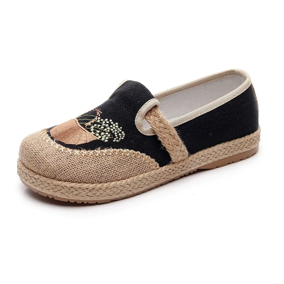 New Old Beijing Cloth Shoes Women's Linen Ethnic Style Canvas Shoes Round-toe Flat Light Soft Bottom Mother Shoes Single-layer Shoes - Image 8
