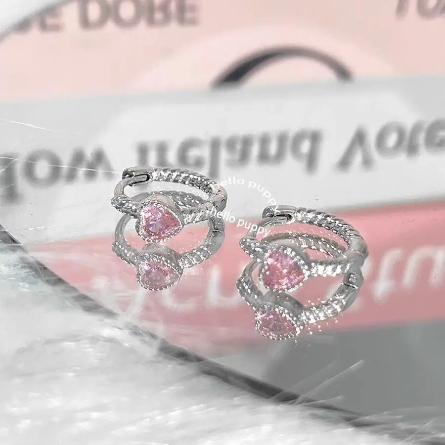 Pink Love Zircon Twist Ear Buckle Niche Design Women's Jewelry — feature 1