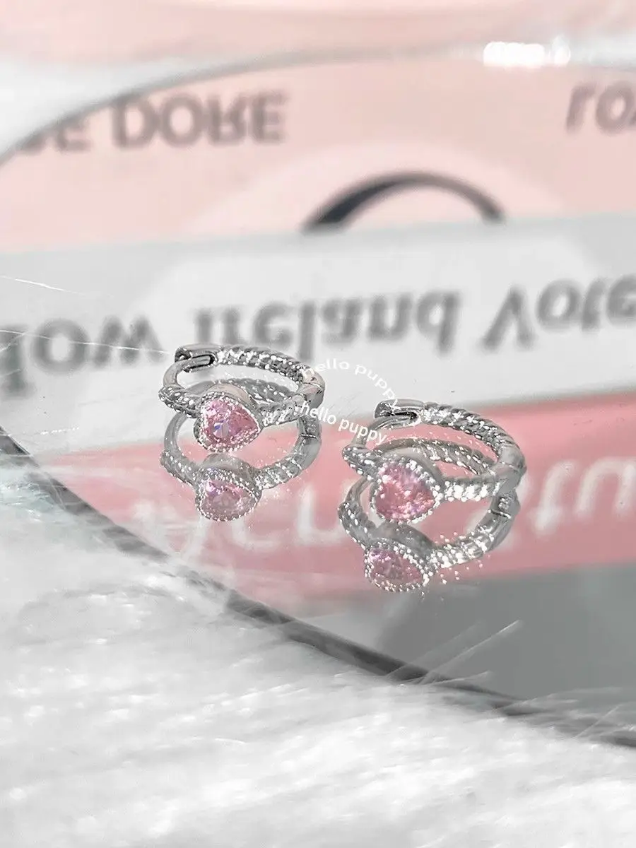 Pink Love Zircon Twist Ear Buckle Niche Design Women's Jewelry — feature 2
