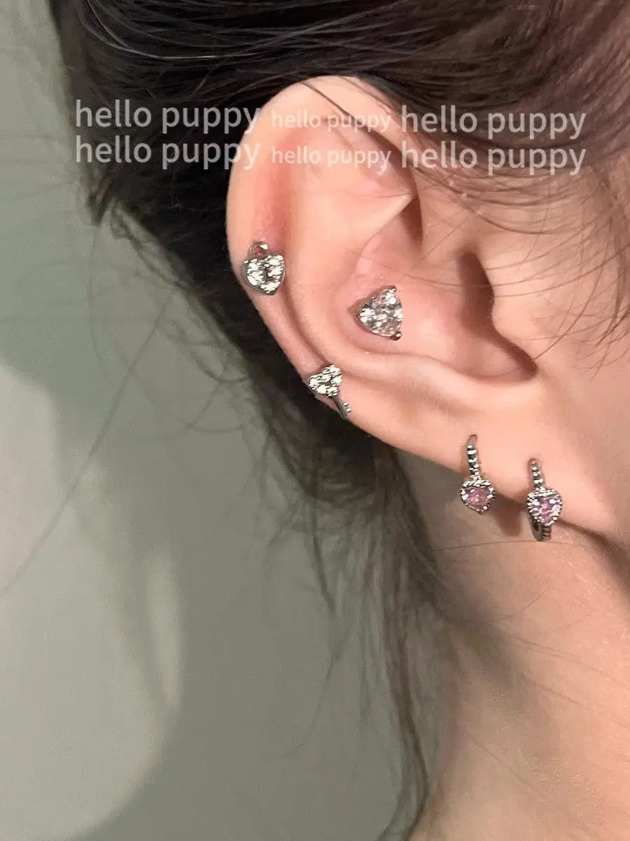 Pink Love Zircon Twist Ear Buckle Niche Design Women's Jewelry — feature 3