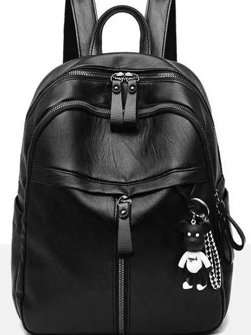 Women Korean Style Black Leather Crossbody Backpack - Image 5
