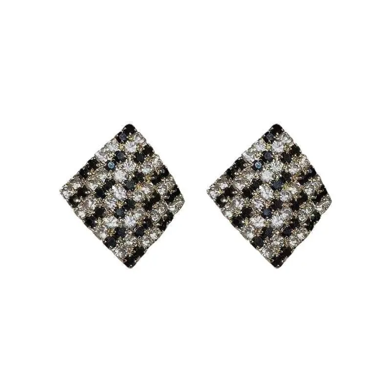 Square Black Diamond Earrings for Women - Image 6