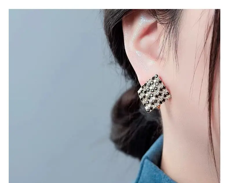 Square Black Diamond Earrings for Women — feature 52