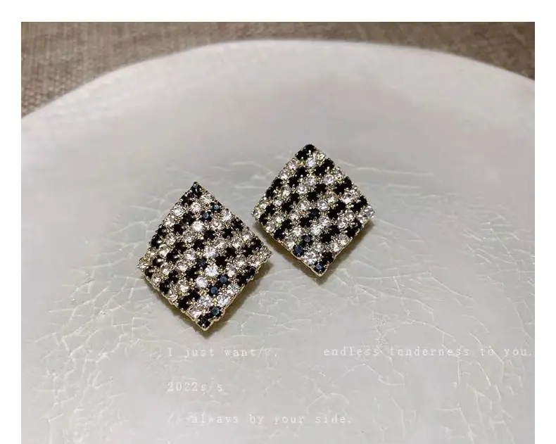 Square Black Diamond Earrings for Women — feature 54