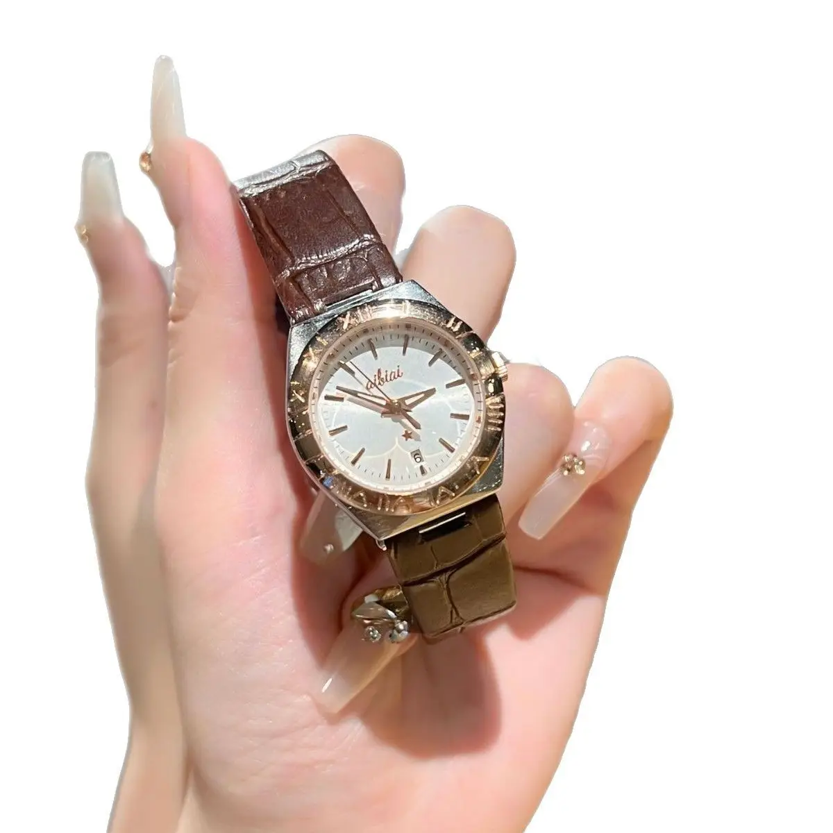 Women's Cross-Border Fashion Watch with Red Leather Band