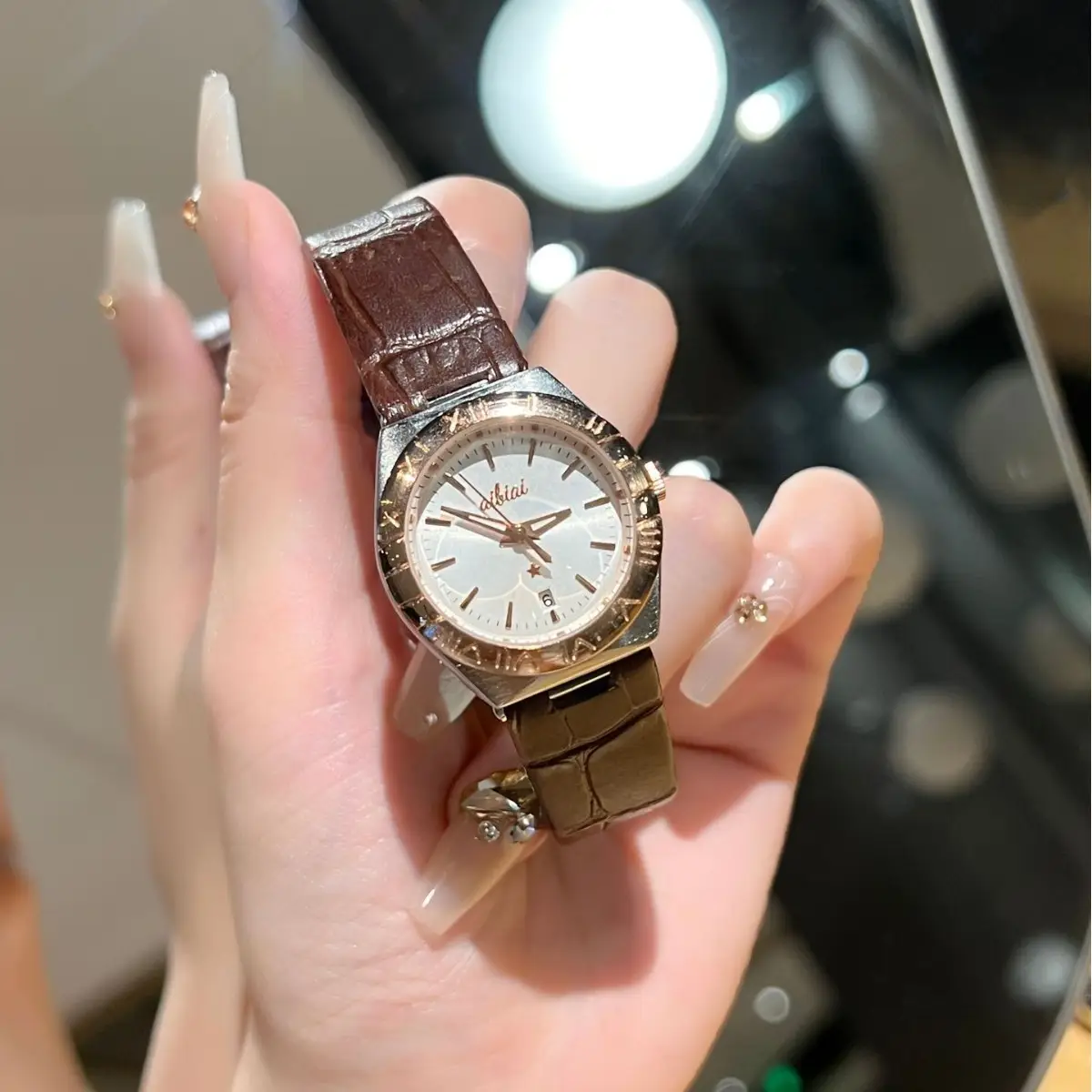 Women's Cross-Border Fashion Watch with Red Leather Band