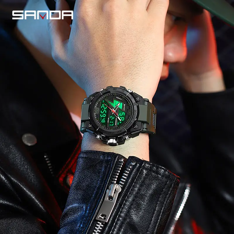 Men's Dual Display Waterproof Sports Watch Black - Image 26