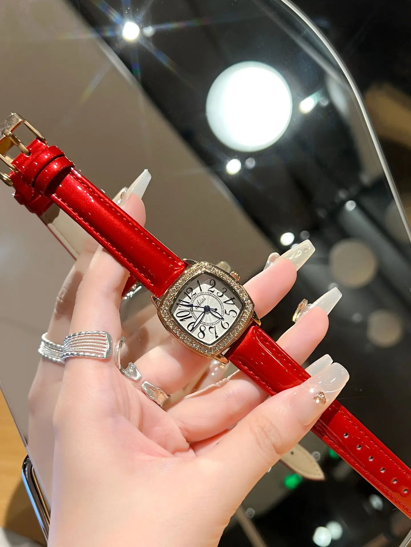 Ladies Cross-border Diamond Watch Black Square Digital Large Dial Waterproof Quartz — feature 9