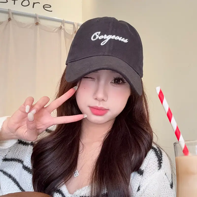 Women's Black Embroidered Baseball Cap with "Gorgeous" Text - Image 11