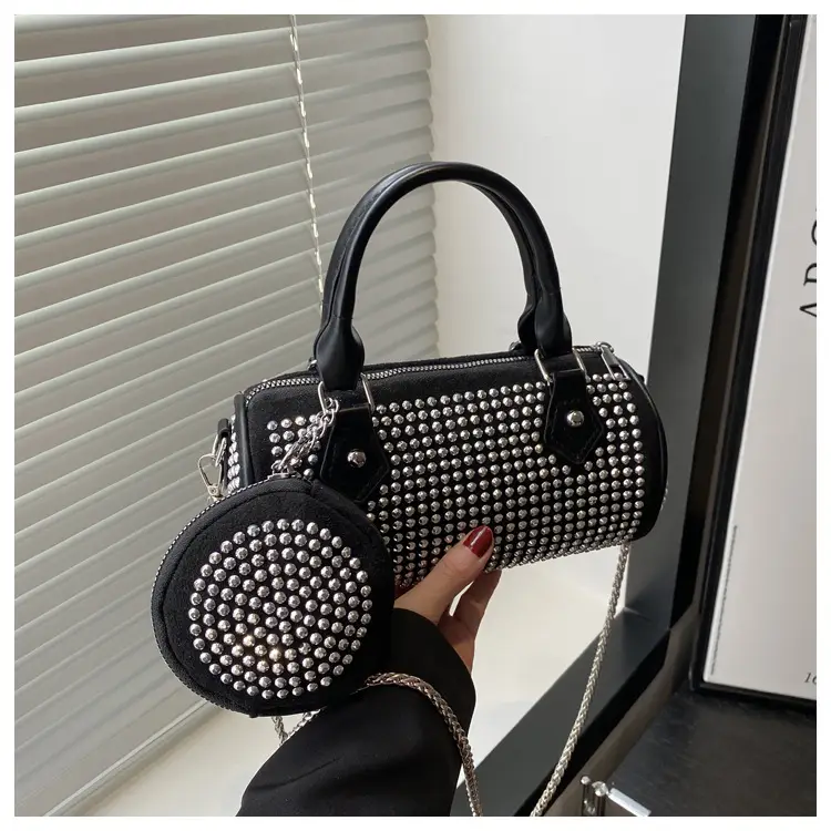 Trendy Full Diamond Rhinestone Texted Cylinder Bag — feature 21