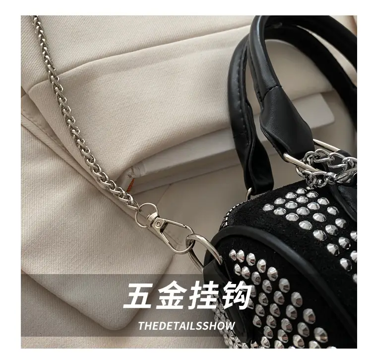 Trendy Full Diamond Rhinestone Texted Cylinder Bag — feature 7