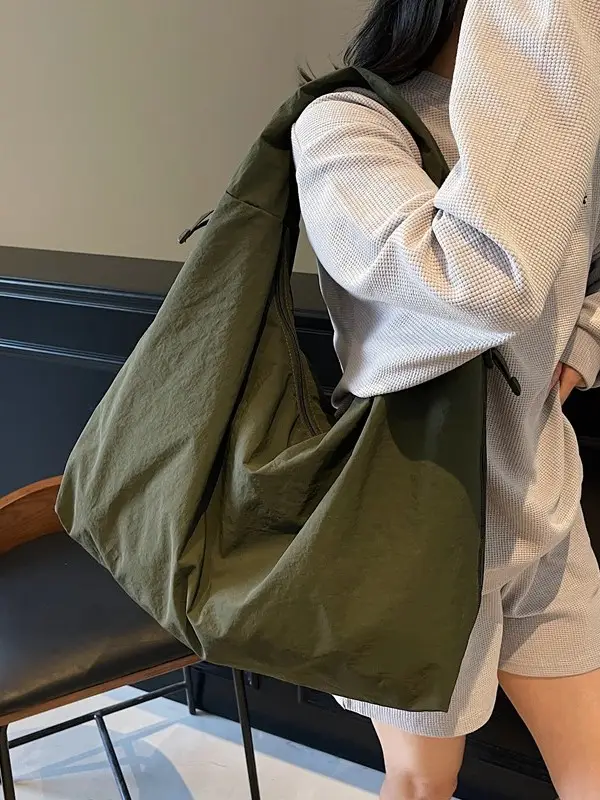 Women's Large Canvas Shoulder Bag Beige 2025