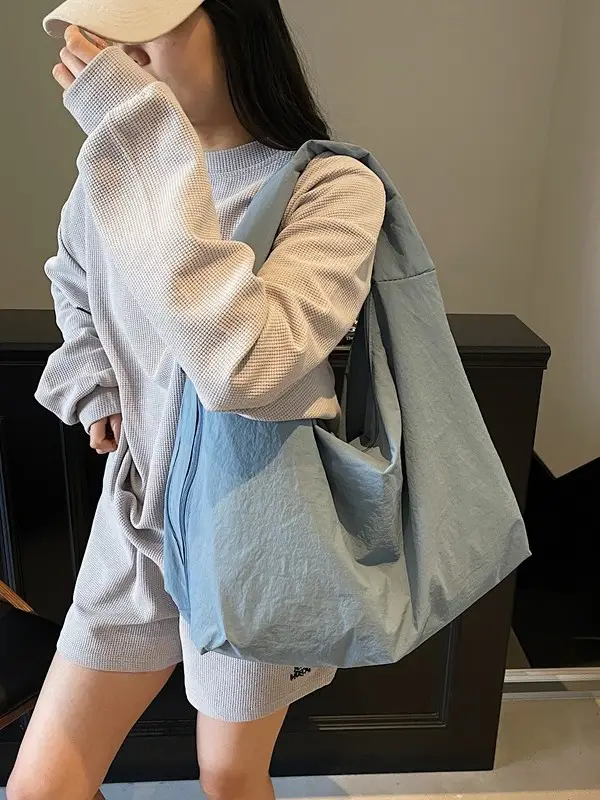 Women's Large Canvas Shoulder Bag Beige 2025