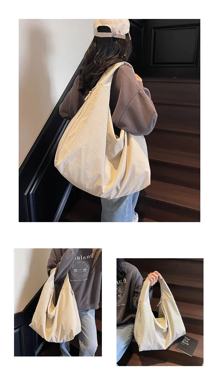 Women's Large Canvas Shoulder Bag Beige 2025 — feature 25