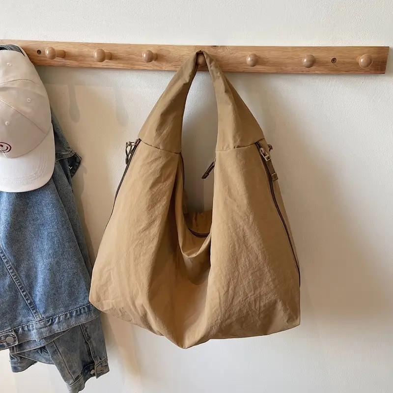 Women's Large Canvas Shoulder Bag Beige 2025