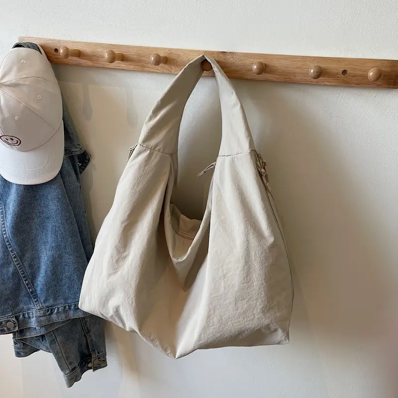 Women's Large Canvas Shoulder Bag Beige 2025