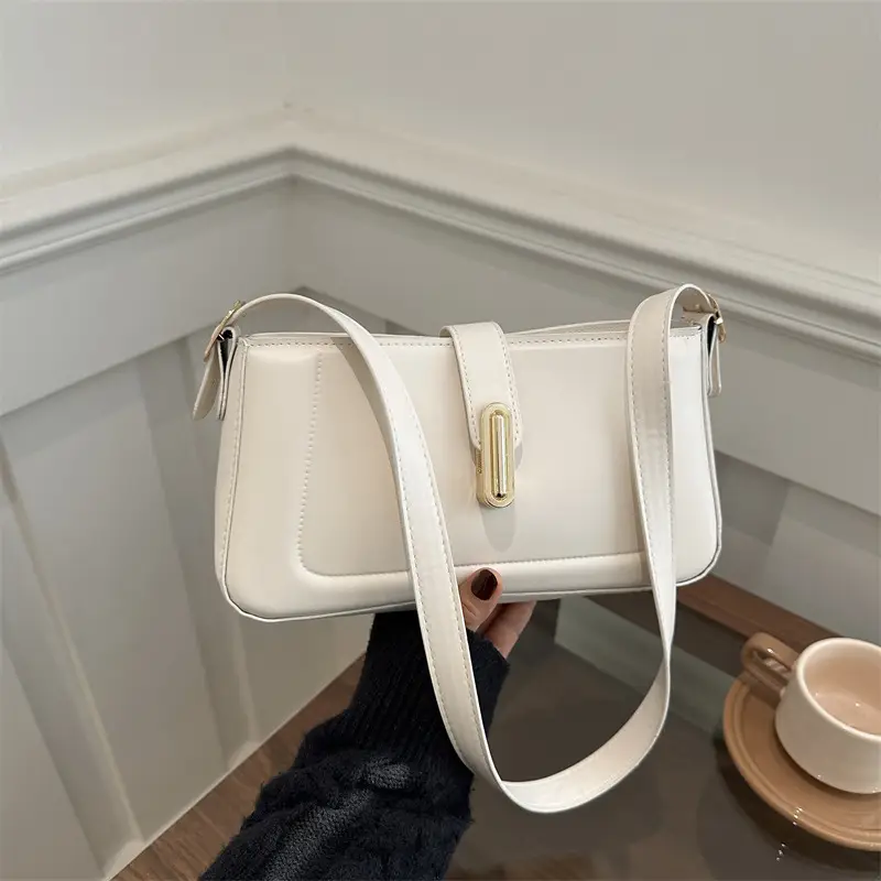 White Minimalist Square Shoulder Bag for Women - Image 6