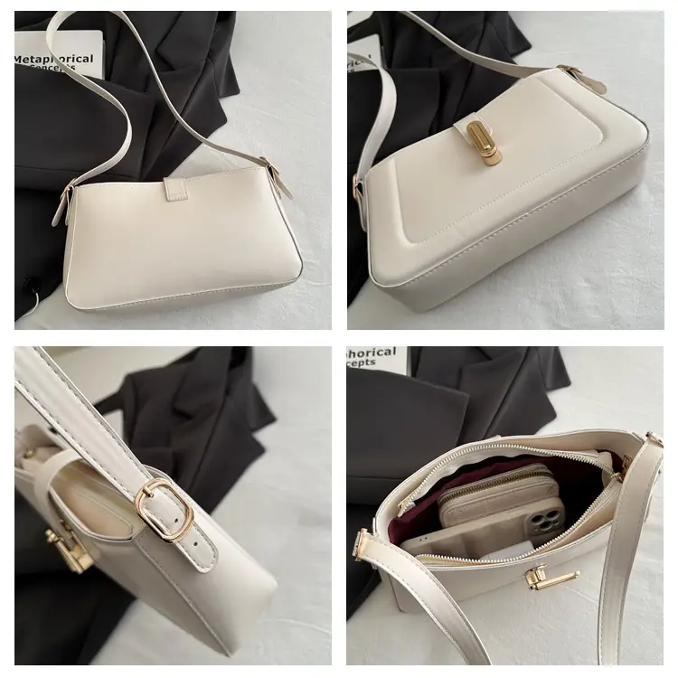 White Minimalist Square Shoulder Bag for Women — feature 8
