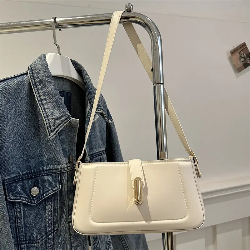 White Minimalist Square Shoulder Bag for Women - Image 2