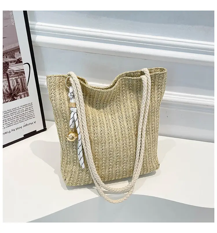 Women's Pastoral Net Red Woven Shoulder Bag Spring Straw Tote — feature 25