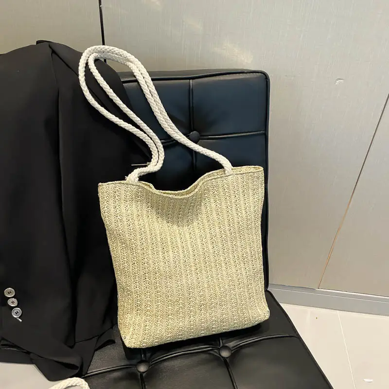 Women's Pastoral Net Red Woven Shoulder Bag Spring Straw Tote - Image 4
