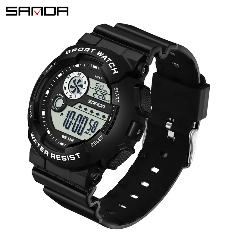 Sanda Digital Sport Watch Black Waterproof for Men Women - Image 4