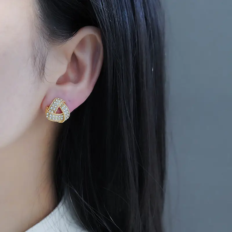 Triangle Earrings Gold Sparkle Summer Wear - Image 4