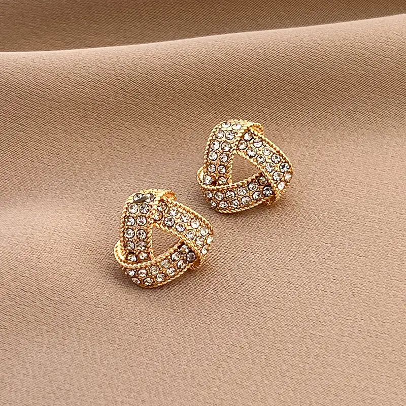 Triangle Earrings Gold Sparkle Summer Wear — feature 6
