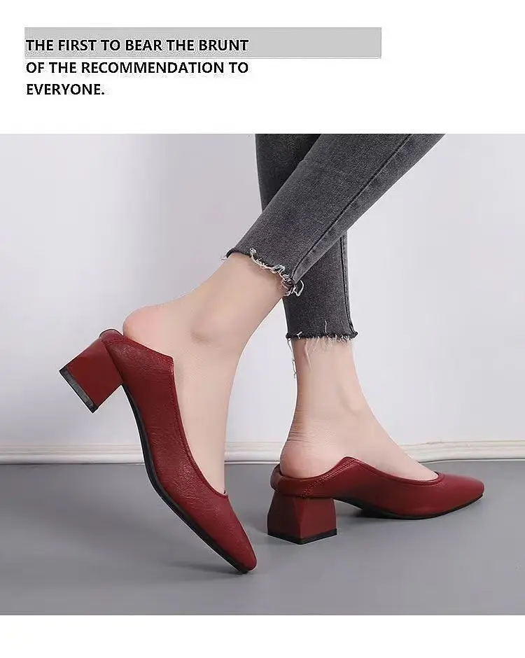 Women Leather Square Toe Heels Black 2025 — feature 11