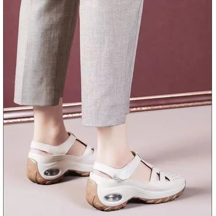 Women Wedge Heel Sandals White Soft Leather 2025 — feature 11