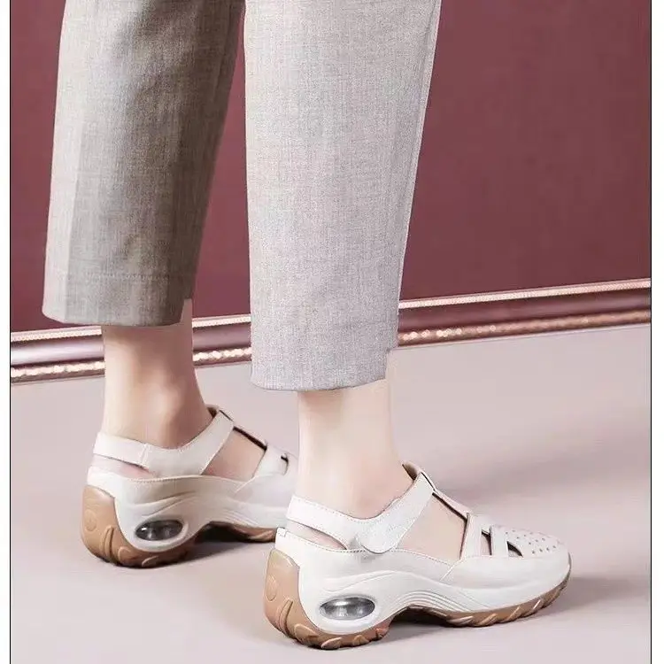 Women Wedge Heel Sandals White Soft Leather 2025 — feature 4