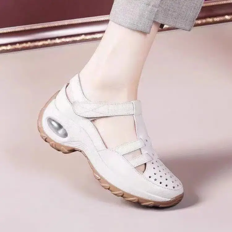 Women Wedge Heel Sandals White Soft Leather 2025 — feature 8