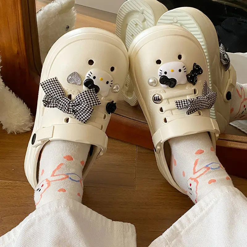 Women's Black Bow Cat EVA Sandals Summer