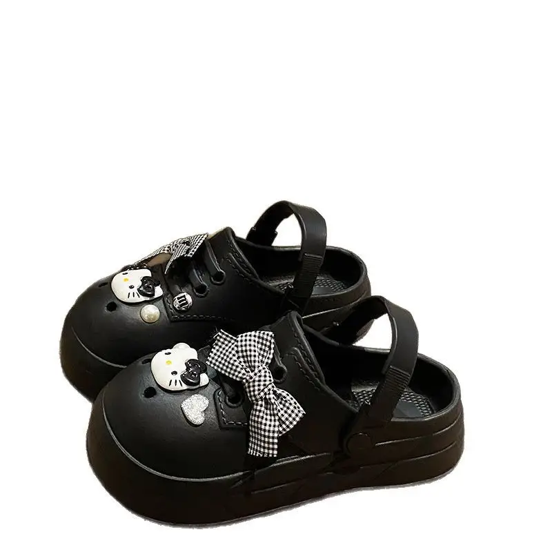 Women's Black Bow Cat EVA Sandals Summer