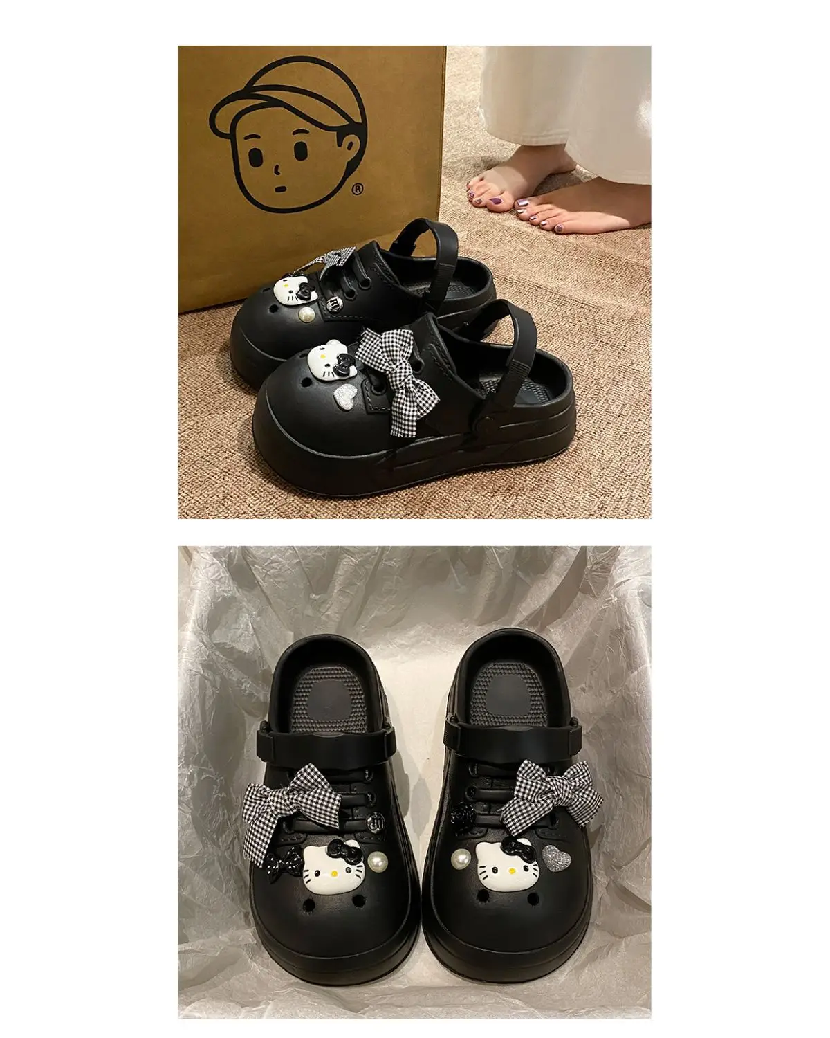 Women's Black Bow Cat EVA Sandals Summer — feature 20