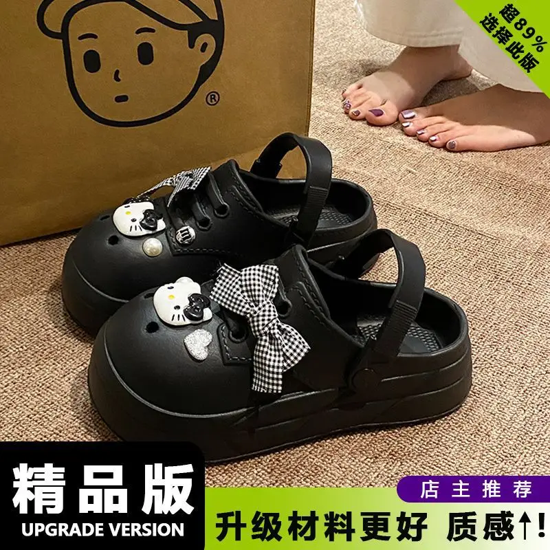 Women's Black Bow Cat EVA Sandals Summer