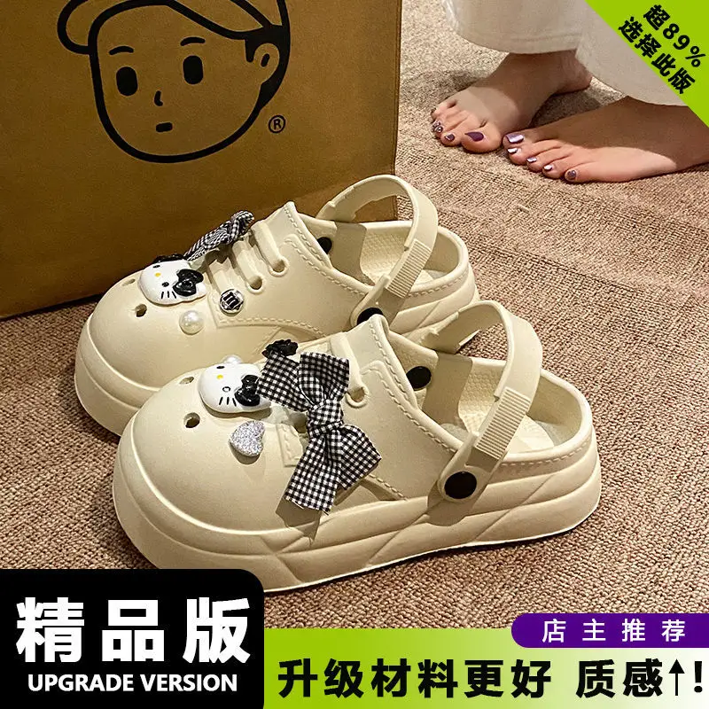 Women's Black Bow Cat EVA Sandals Summer