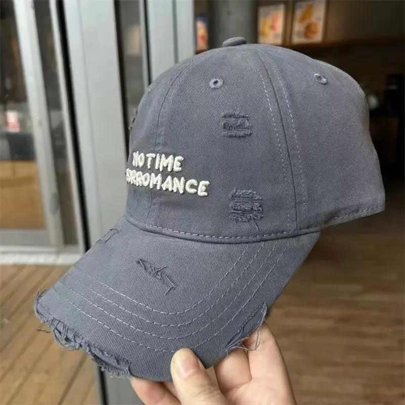 Women's Gray Cotton Baseball Cap with "New Time Odyssey" Design