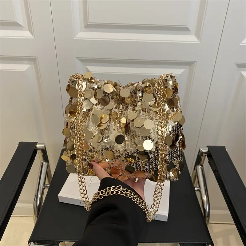 High-End Silver Sequin Crossbody Bag for Women - Image 6