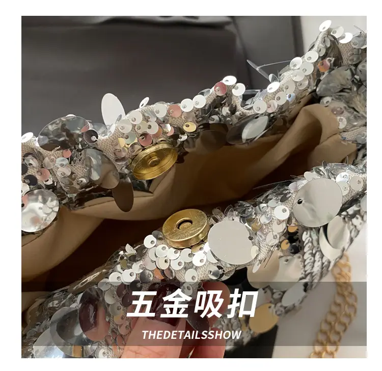 High-End Silver Sequin Crossbody Bag for Women — feature 5
