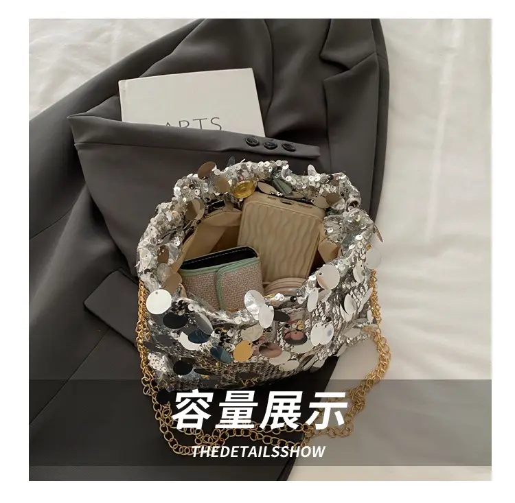 High-End Silver Sequin Crossbody Bag for Women — feature 6