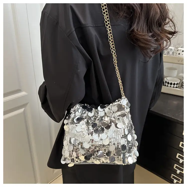 High-End Silver Sequin Crossbody Bag for Women — feature 8